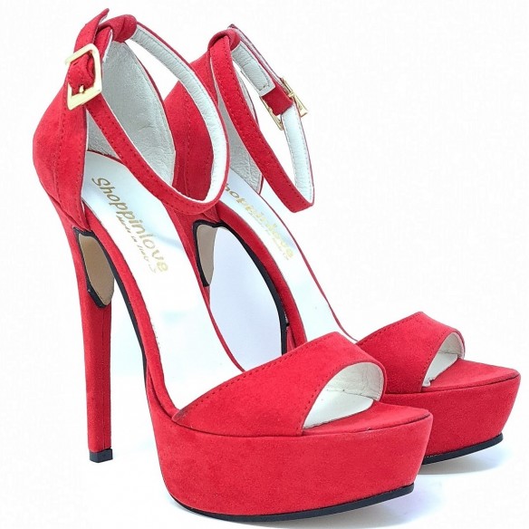 Sandali rosso camoscio 14 cm