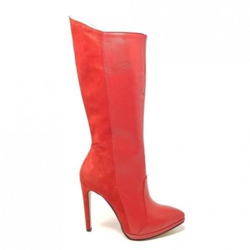 Kate red leather boot with 12 cm heel...