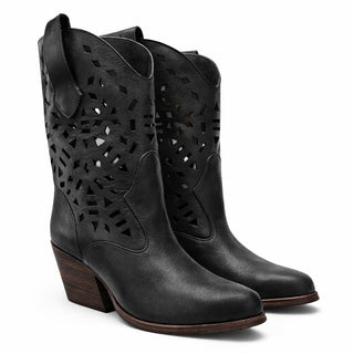 Stivaletti texani California traforati in pelle nero Viviana Vi VV26303