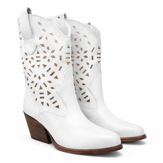Stivaletti texani California traforati in pelle bianco Viviana Vi VV26303