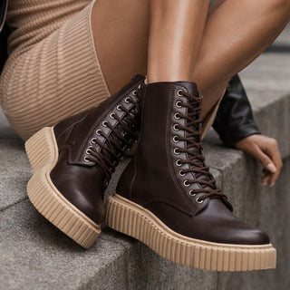 Stivaletto biker rock cioccolato pelle VV25102