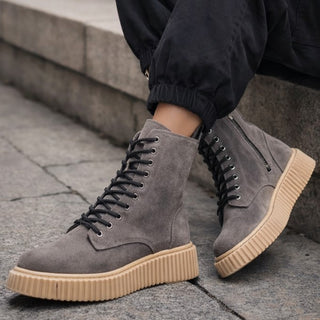 Stivaletto biker rock grigio camoscio VV25102