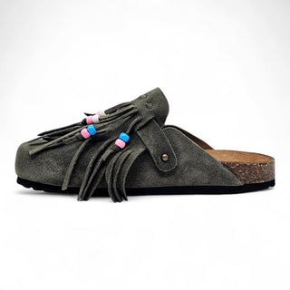 Sabot Isla in camoscio muschio con Frange Viviana Vi VV26100