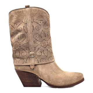 Viviana Vi VV26307 Ohio Perforated Suede Texan Ankle Boots in Mink