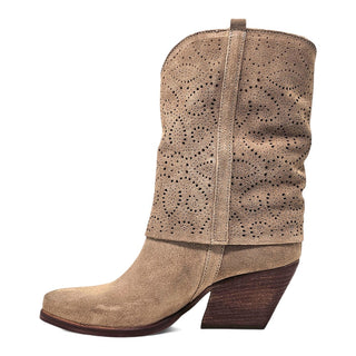 Viviana Vi VV26307 Ohio Perforated Suede Texan Ankle Boots in Mink