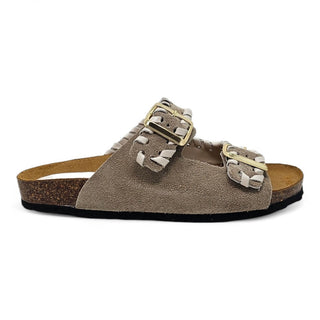 Ciabatta Solea doppia fibbia in camoscio sabbia Viviana Vi VV25300