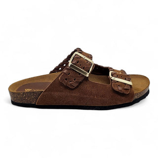 Ciabatta Solea doppia fibbia in camoscio cuoio Viviana Vi VV25300