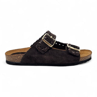 Ciabatta Solea doppia fibbia in camoscio cioccolato Viviana Vi VV25300