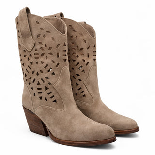 Stivaletti texani California traforati in camoscio visone Viviana Vi VV26303