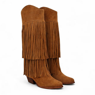 Stivale texano Indiana in camoscio cuoio con frange Viviana Vi VV26304