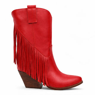 Stivaletti texani Montana in pelle rosso con frange Viviana Vi VV26302
