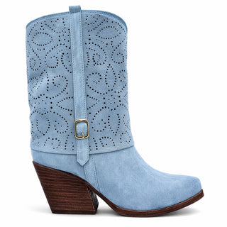 Stivaletti texani Ohio traforati in camoscio cielo Viviana Vi VV26307
