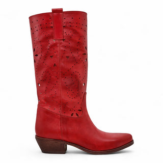 Viviana Vi VV26308 Red Leather Perforated Alabama Western Boots