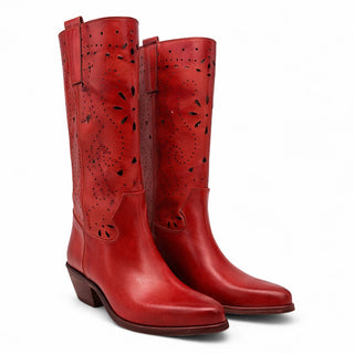 Stivale texani Alabama traforati in pelle rosso Viviana Vi VV26308