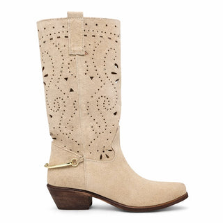 Stivale texano Georgia in camoscio beige traforato Viviana Vi VV26306