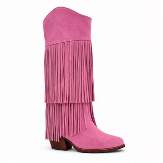 Stivale texano Indiana in camoscio fuxia con frange Viviana Vi VV26304