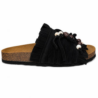 Sandalo Bahia in camoscio nero e frange Viviana Vi VV25303
