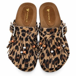 Sabot Aspen in cavallino leopard con Frange Viviana Vi VV26103