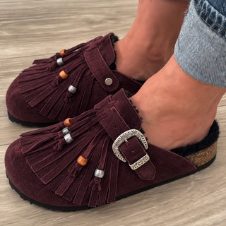 Sabot Aspen in camoscio borgogna con Frange Viviana Vi VV26103