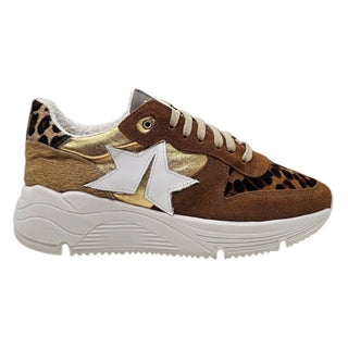 Sneakers Springfield in camoscio cuoio e cavallino VV24600
