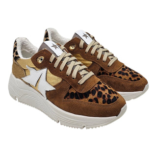 Sneakers Springfield in camoscio cuoio e cavallino VV24600