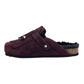 Viviana Vi VV26103 burgundy suede Viviana fringe mules