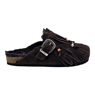 Sabot Aspen in camoscio cioccolato con Frange Viviana Vi VV26103