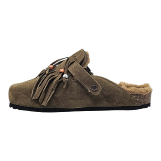 Sabot Aspen in camoscio taupe con Frange Viviana Vi VV26103