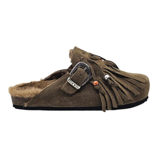 Sabot Aspen in camoscio taupe con Frange Viviana Vi VV26103
