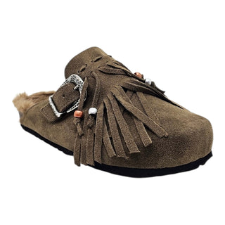 Sabot Aspen in camoscio taupe con Frange Viviana Vi VV26103
