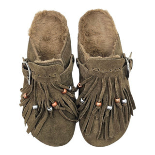 Sabot Aspen in camoscio taupe con Frange Viviana Vi VV26103