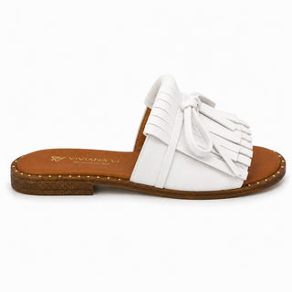 Mules Rivière à franges en daim blanc Viviana Vi VV26312