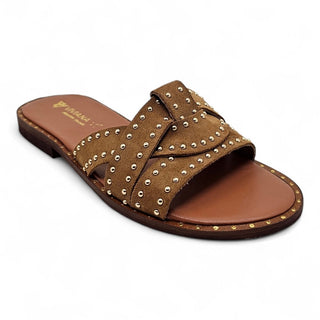 Sandalo Dalia con micro borchie in camoscio cuoio Viviana Vi VV26313