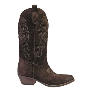 Stivale texano Dallas in camoscio testa di moro Viviana Vi VV26326
