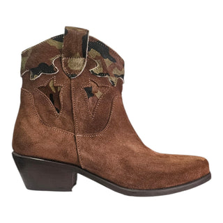Stivaletto texano Avalon in camoscio sigaro e cavallino militare Viviana Vi VV26329