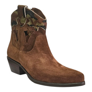 Stivaletto texano Avalon in camoscio sigaro e cavallino militare Viviana Vi VV26329