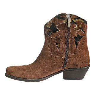 Stivaletto texano Avalon in camoscio sigaro e cavallino militare Viviana Vi VV26329