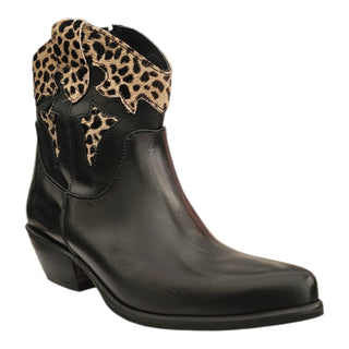 Stivaletto texano Avalon in pelle nero e cavallino maculato Viviana Vi VV26329