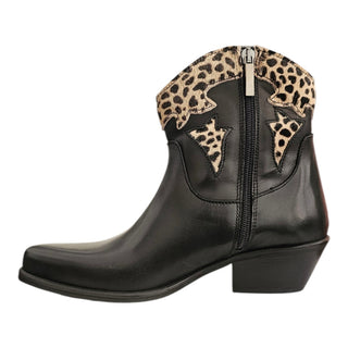 Stivaletto texano Avalon in pelle nero e cavallino maculato Viviana Vi VV26329