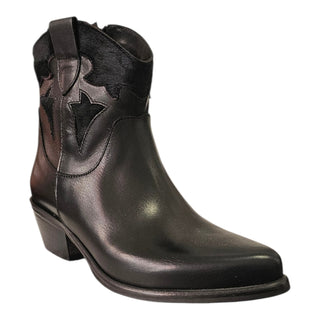 Stivaletto texano Avalon in pelle nero e cavallino nero Viviana Vi VV26329