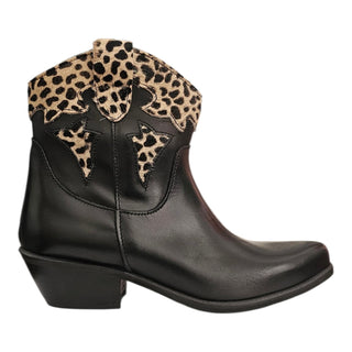 Stivaletto texano Avalon in pelle nero e cavallino maculato Viviana Vi VV26329