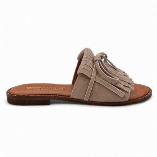 Ciabatta Rivière con frange in camoscio visone Viviana Vi VV26312