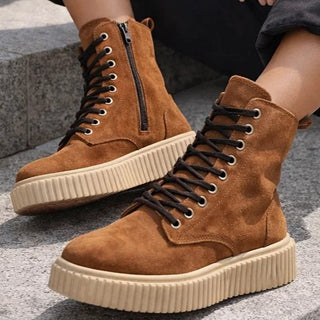 Stivaletto biker rock tabacco camoscio VV25102