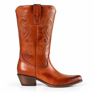 Stivale texano Alma Gambale ampio in vera pelle cognac vintage Viviana Vi VV26340