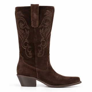 Stivale texano Alma Gambale ampio in camoscio vera pelle cioccolato Viviana Vi VV26340
