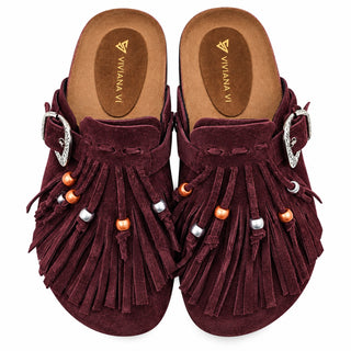 Sabot Aspen in camoscio borgogna con Frange Viviana Vi VV26103