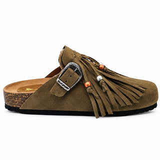 Sabot Aspen in camoscio taupe con Frange Viviana Vi VV26103