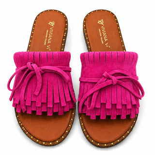 Ciabatta Rivière con frange in camoscio fuxia Viviana Vi VV26312