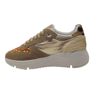 Sneakers Springfield in camoscio beige e cavallino VV24600