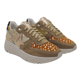 Sneakers Springfield in camoscio beige e cavallino VV24600